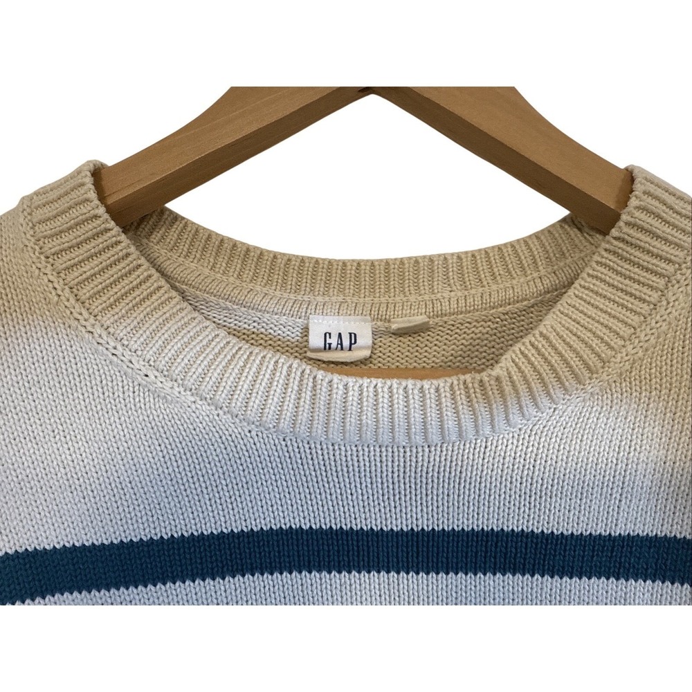 GAP 24/7 Split-Hem Crewneck Sweater Soft Stretchy Knitted Striped - Small - Picture 4 of 5